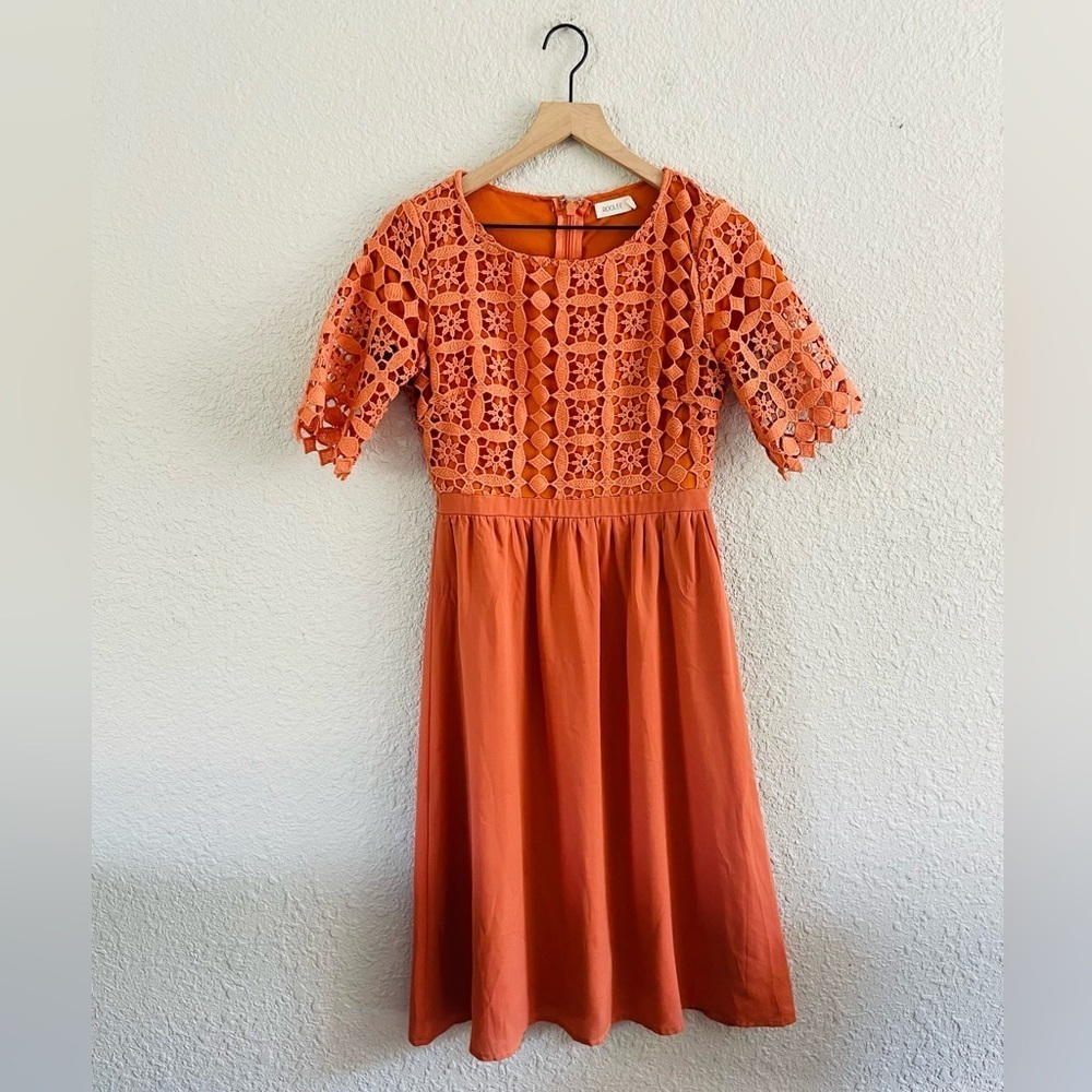 ROOLEE Melanie Modest Midi Dress in orange